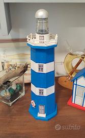 Faro decorativo fatto a mano Blu e Bianco