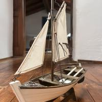 Modellino barca a vela in legno 30cm stile vintage