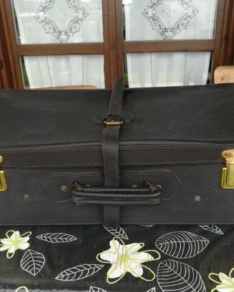 Valigia VINTAGE Anni 50 in PELLE - Blu scuro
