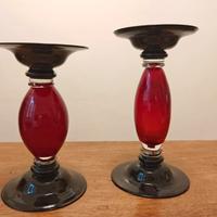 Due vasi portacandele in vetro di Murano