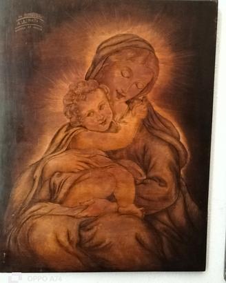 quadro intarsiato e dipinto in legno 
