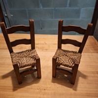 Coppia mini sedie per bambole in legno 