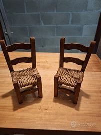 Coppia mini sedie per bambole in legno 