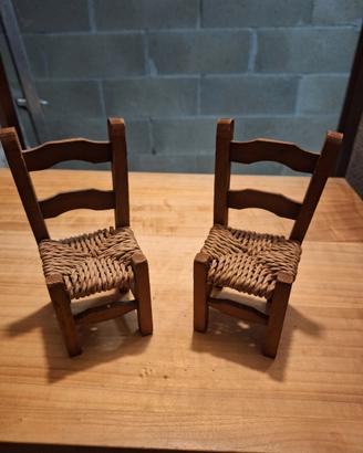 Coppia mini sedie per bambole in legno 