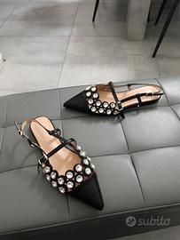 sandalo basso nero n 37 con gioielli