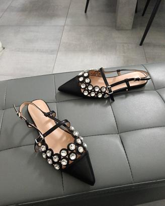 sandalo basso nero n 37 con gioielli