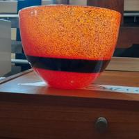 vaso bowl vintage anni 70 arancione e nero