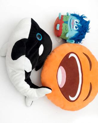 lotto peluche faccina smile+orca+troll disney
