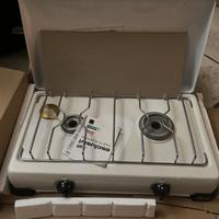 Fornello a Gas Gpl 2 fuochi con griglia in Acciaio