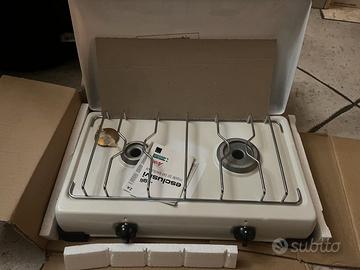 Fornello a Gas Gpl 2 fuochi con griglia in Acciaio