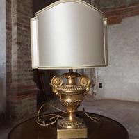 Lampada legno dorato abat-jour écru