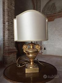 Lampada legno dorato abat-jour écru