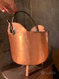 Pentola portavasi di Rame Vintage con Gambe - 28cm