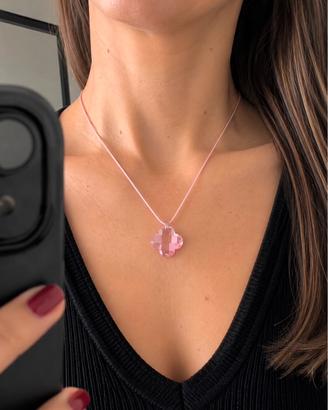 Ciondolo Swarovski fiore rosa cristallo