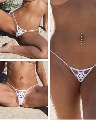 Bikini Crochet Bianco Nuovo Fatto a Mano – Sexy (T