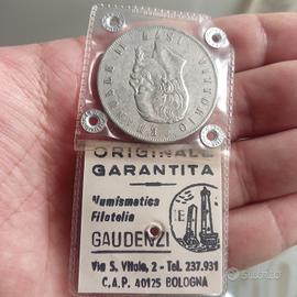 Argento Moneta 5 lire Scudo 1877 Periziata Regno