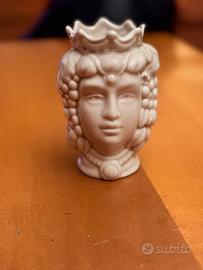 Vaso Testa di Moro in Ceramica Bianca Lucida