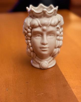 Vaso Testa di Moro in Ceramica Bianca Lucida