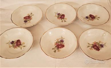 6 ciotole in porcellana a fiori