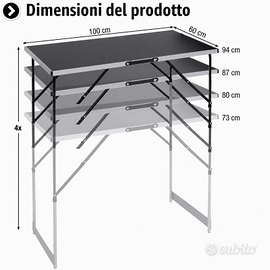 Set 3 Tavoli Pieghevoli Multifunzione Regolabili