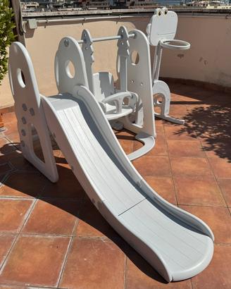 Parco Giochi Bimbi con Scivolo Altalena e Canestro