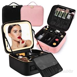BEAUTY CASE CON SPECCHIO E LUCE LED RICARICABILE