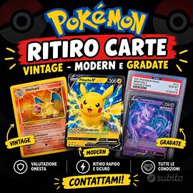 Ritiro carte Pokemon vintage moderne gradate 