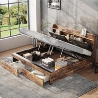 Letto contenitore legno e pelle