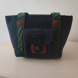 Borsa Bonfanti in feltro blu – nuova con etichetta