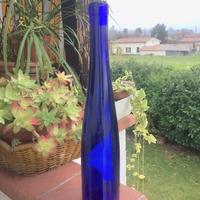 Rara bottiglia vetro blu cobalto cm 34