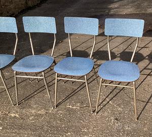 Set 4 sedie vintage formica blu carta da zucchero