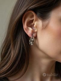 Orecchini Cerchio Argento 925‰ rodiato Zirconi