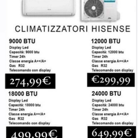 Condizionatore hisense 9000, 12000, 18000 e 24000