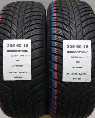 2 GOMME 205 60 16 BRIDGESTONE RFT BR1381