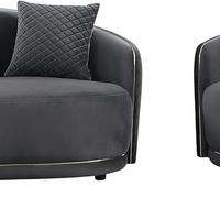 Elegante Set Divano e Loveseat in Velluto Grigio