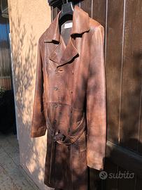 Impermeabile in pelle marron