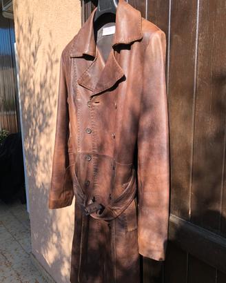 Impermeabile in pelle marron