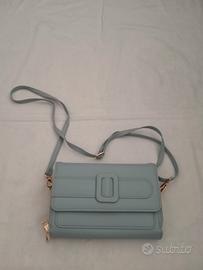 Borsetta turchese tracolla reversibile portafoglio