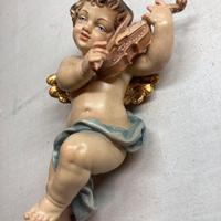 Scultura angelo legno dipinto