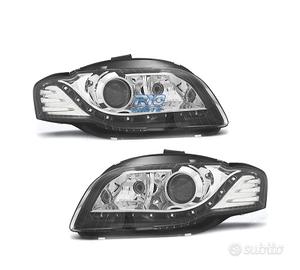 FARI PER AUDI A4 B7 04-07 LUCE DIURNA SFONDO NERO 