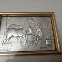 Quadro in argento con cavalli