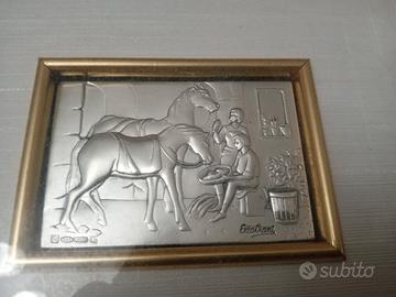 Quadro in argento con cavalli