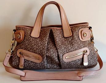 Originale DKNY,borsa tracolla pelle/tessuto logato