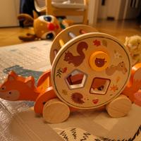 Gioco volpe da traino in legno, montessori. Lupilu