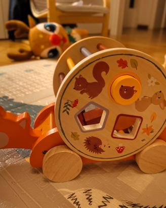 Gioco volpe da traino in legno, montessori. Lupilu