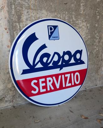 insegna smaltata piaggio vespa servizio 80 cm  