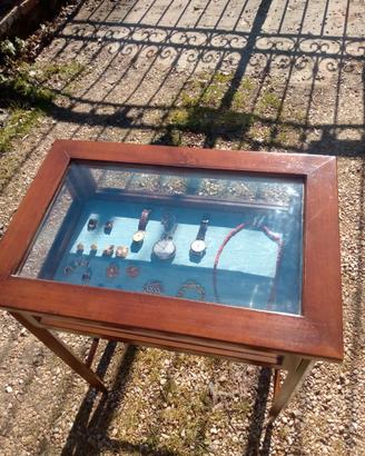 Teca vintage legno e vetro