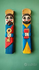 Coppia statuette in legno