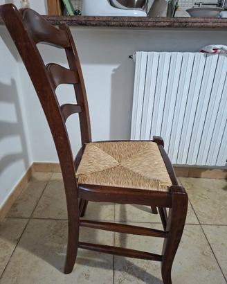N. 6 Sedie legno massello impagliate alta qualità