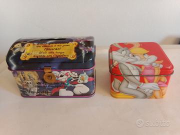 salvadanaio e 1 scatola in latta anni 90